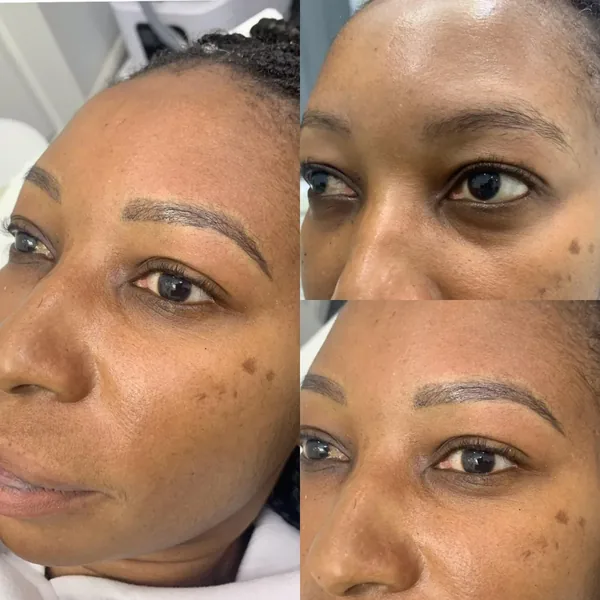 Healed powder brows shown from several angles